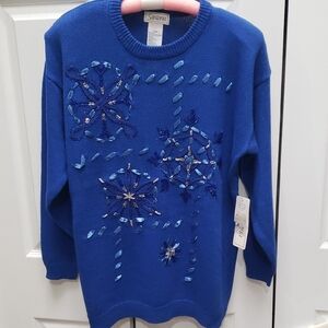 Royal Blue Embroidered Women's Sweater